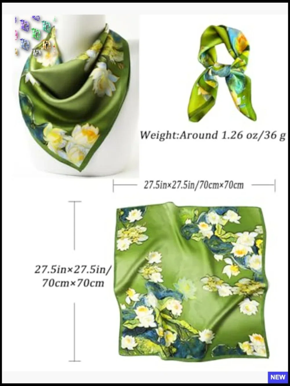 Silky Square Scarf Fashion Lightweight Versatile Neck Wrap Hair Bandana